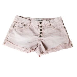Free People Cut Off Button Fly Mauve Denim Shorts Size 27